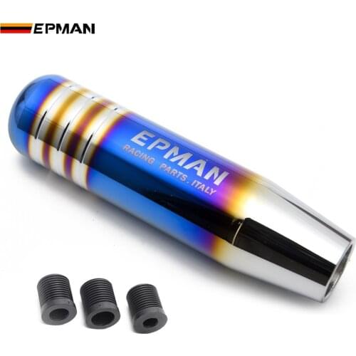 EPMAN 13cm Aluminum Car Titanium Style Burnt Blue Gear Shift Knob Shifter Lever Head Universal EPSK130NE