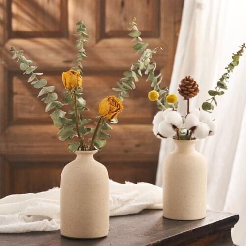 Ins Stoneware Ceramic Vase Dried Flower Rose Eucalyptus Vase Set Nordic Flower Arrangement Home Decoration Creative Minimalist