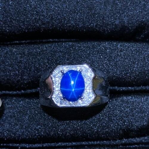 Starlight Sapphire Ring, Classic 925 Pure Silver Star Line Beautiful Mail Packing