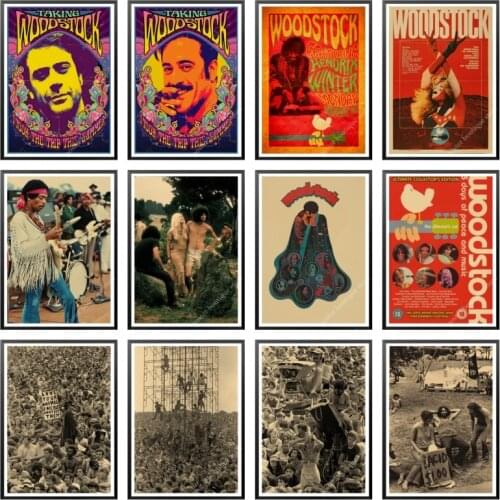 1969 Woodstock rock music festival/retro craft paper decorative painting posters vintage paper craft Home Decor wall sticker