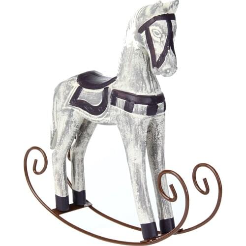 LBER Modern Europe Style Trojan Horse Statue Wedding Decor Wood Horse Retro Home Decoration Accessories Rocking Horse Ornament
