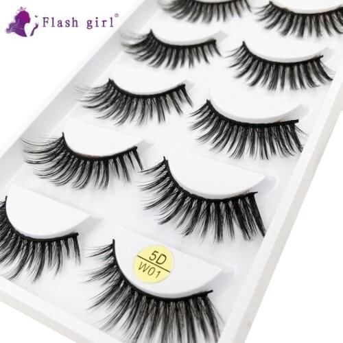 Hot Selling 5 Pairs False Eyelashes Natural Handmade Eyelash Reusable New Design 5D Faux Mink Eyelashes