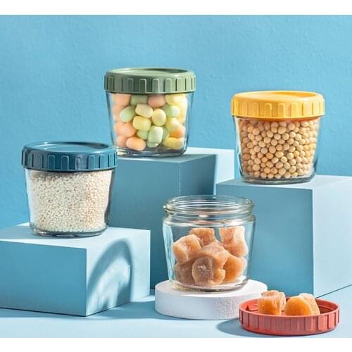 Cute Travel Sealed Jar Organizers Storage Food Storage Containers Glass Jars And Lids Portable Snacks Candy Storage Box