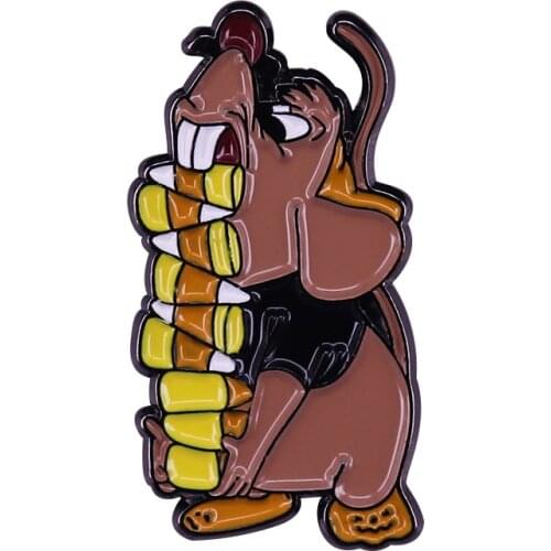 Cute Mammoth Eats Candy Corn Badge Funny Elephant Storage Food Pin Enjoy the delicious flavor