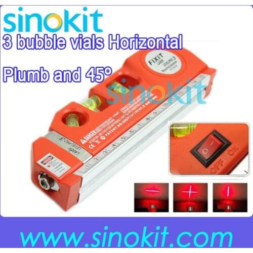 3 In1 Multifunctional Laser Level tools W/250cm Measuring Tape 3 bubble vials Horizontal LV03