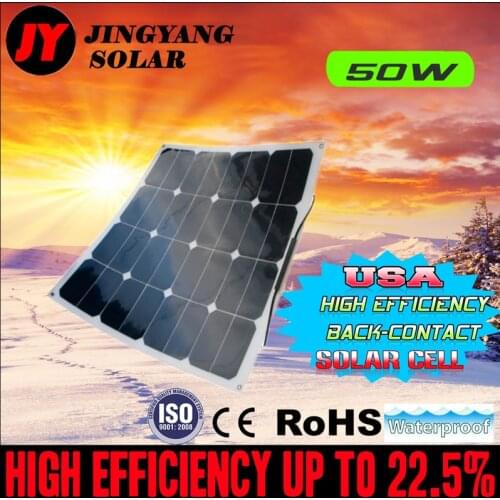 Solar panel 50w monocrystalline solar cell semi flexible solar panel for 12v battery charger 22% charging efficiency