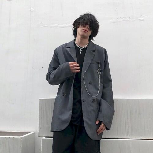 Mens Suit Jacket Mens Wear Trend Casual Suit Single Breasted 2021 Autumn Fashion New Handsome Loose Blazers Tide Coat Gothic