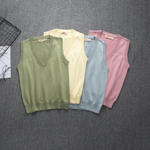 NEW School JK Uniform Sweater Vest Sleeveless Cosplay Anime V-neck Japanese Embroidery Lovely Girls Students Korean Knitted Vest