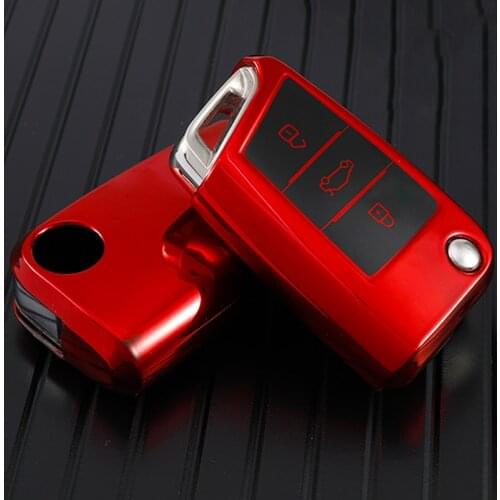 New Carbon Fiber Soft Tpu Car Key Case Cover For Volkswagen Golf 7 Mk7 Seat Ibiza Leon Fr 2 Altea Aztec For Skoda Octavia SHELL