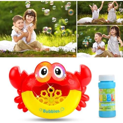 Kid Cartoon Crab LED Light Music Electric Water Bubble Making Blower Machine Toy Automatic Blowing Party Prop Bubble Blower Toy