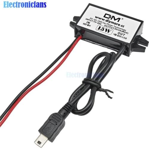 12V to 5V 3A 15W Mini USB Output DC-DC Power Supply Step Down Buck Converter Module Power Adapter for Car