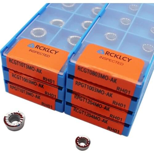 RCGT0803 RCGT1003 RCGT10T3 MO AK RH01 RCGT Aluminum cutter blade Insert Cutting Tool turning tool CNC Tools AL +TIN Alloy wood