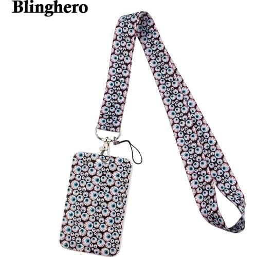 CB391 Horror Eyeballs Neck Strap Lanyards Keychain Holder ID Card Passport Hanging Rope Lariat Lanyard Key Chain Halloween Gifts