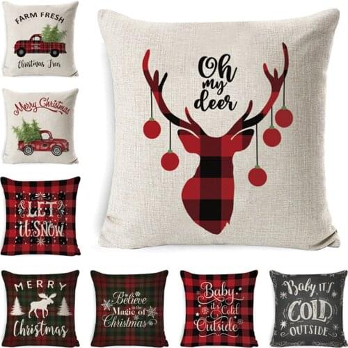 Christmas Cushion Cover 45*45cm Pillowcase Sofa Cushions Pillow Cases Throw Linen Merry Christmas Pillow Covers Home Decor