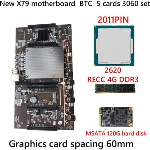 BTC-X79 Dual CPU Mining Motherboard 8 PCIE 16X DDR3 2011 Pin Spacing 65mm Support 3060 Graphics Mining Rig For Btc Eth Zec Rig