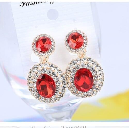 JIOFREE Fashion Rhinestone Statement Alloy Clip on Earrings No Hole Ear Clip for Women Girl Crystal Earring Jewelry wholesale