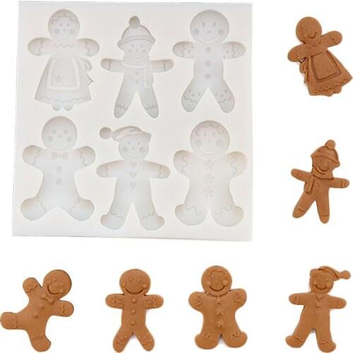 Silicone Christmas Gingerbread Man Mold Christmas Silicone Fondant Candy Mould DIY Chocolate Cake Decor Kitchen Bakeware Tools