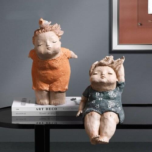 Nordic Home Decor Fat Girl Cute Statues Sculpture Decorative Figures Desk Accessories Modern Home Living Room Decoration Crafts