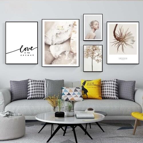 Girl Tree Landscape Wall Flower Quotes Canvas Painting Nordic Posters and Prints Wall Pictures for Living Room Decoration