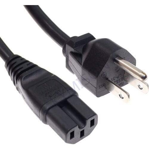 USA 3 Prong to C15 Power Cord, US NEMA 5-15P Male to IEC320 C15 Female Power Extension Cable Cord,10A 125V