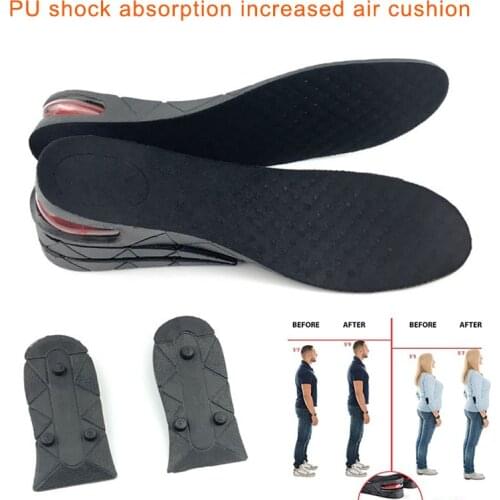 1 Pair Height Increase PU Shoes Insoles Multi Layer Air Cushion Taller Heel Insert Taller Women Men Unisex Quality Foot Pads