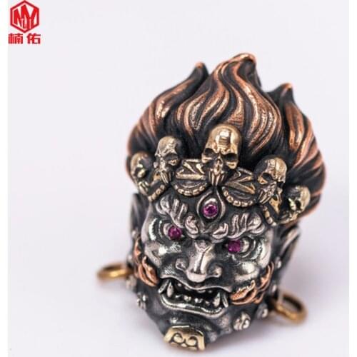 1PCS God Of Wealth Big Black Sky Knife Bead Car Keychain EDC Paracord Knife Bead DIY Bracelet Sterling Silver Pendant