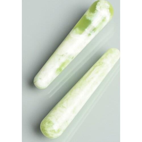 2Pcs Natural Jade Stone Acupuncture Stick For Face Foot Trigger Point Massage Pen Reflexology Facial Lifting Gua Sha Beauty Tool