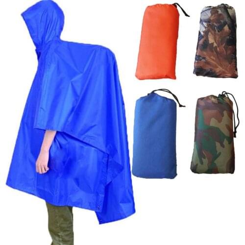 3 In 1 Raincoat Backpack Rain Cover Rain Coat Hood Hiking Cycling Rain Poncho Waterproof Outdoor Camping Tent Mat Travel Kits