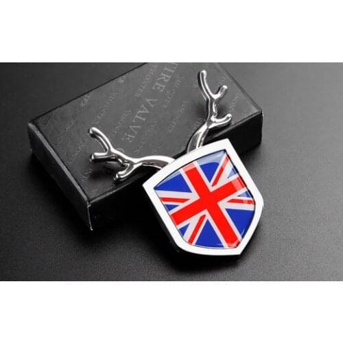 3D Silver Red Union Jack Auto Trunk Rear Fender Emblem Badge Decal Stickers Car Accessories