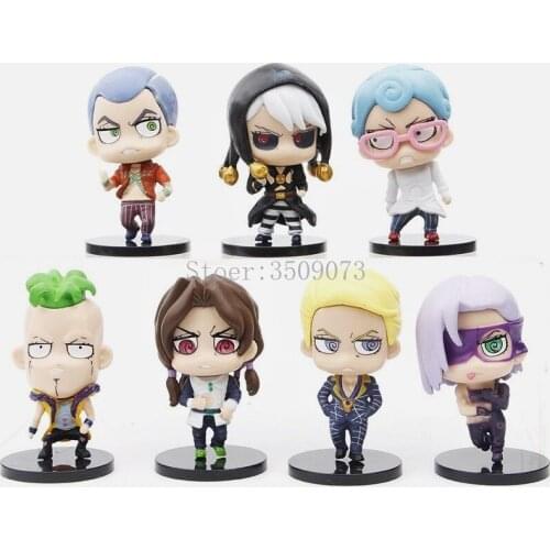 7pcs JoJos Bizarre Adventure Golden Wind Anime Figure Kujo Jotaro Action Figure Giorno Giovanna Risotto Nero Figurine Model