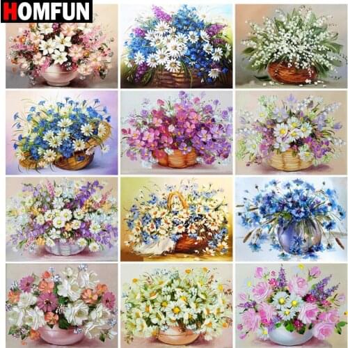 HOMFUN Diamond Painting Full Square/Round Diamond "Flower scenery" Pattern Embroidery Cross Stitch 5D Rhinestone Painting