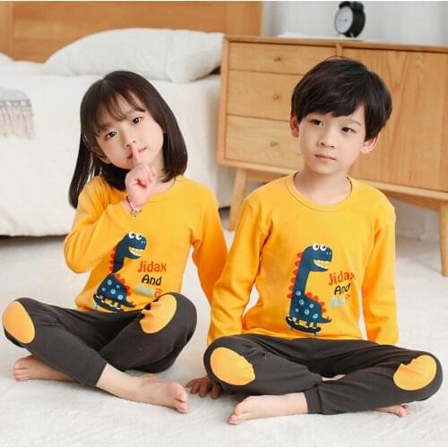 Kids Pajamas 2021 Autumn Girls Boys Sleepwear Nightwear Baby Infant Clothes Animal Cartoon Pajama Sets Cotton Childrens Pyjamas