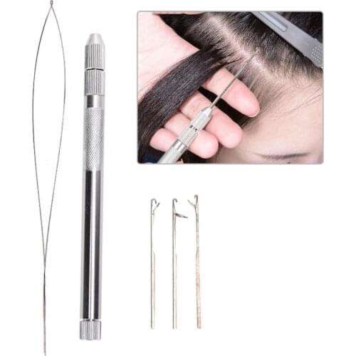 Wig Making Tools Aluminum Handle Pulling Loop Needle Micro Beads Looper Threader for Hair Extension Knitting Needles