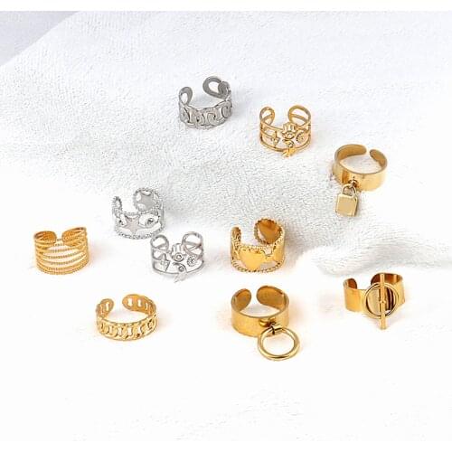 Stainless Steel Lock Opening Rings for Woman Finger Steel Ring Fashion Jewelry Wedding Punk Party Jewelry Gifts Wholesale