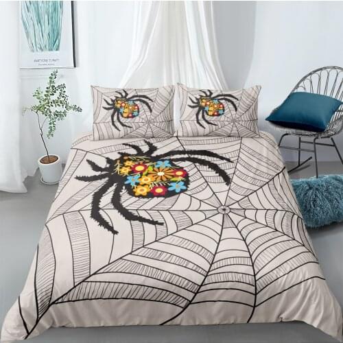 3D Spider Quilt Cover Sets Animals Linens Bed and Pillow Cases Full Double Single Twin Queen King Size 160*220cm Bedclothes