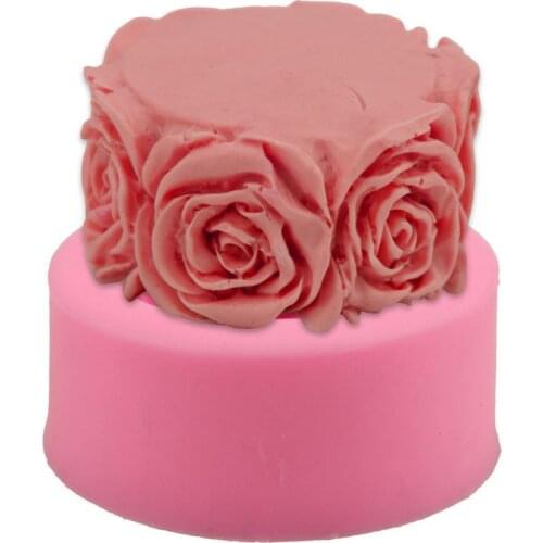 Round rose flower silicone soap mold candle silicone mold cake candy baking mold DIY handmade crafts