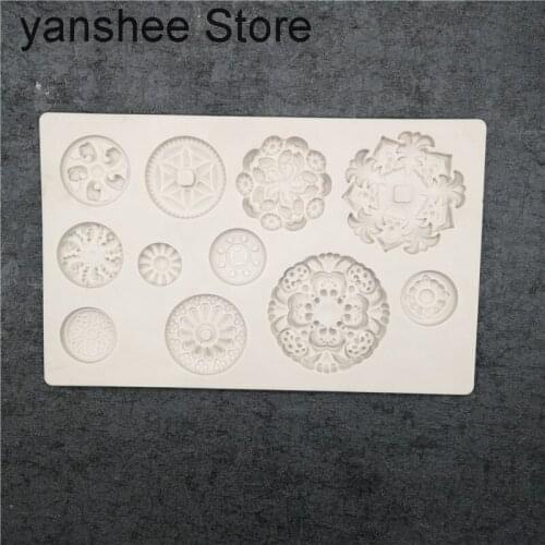 Round silicone lace 3D shape decorative cake candy chocolate baking tools Kitchen Flower Leaf embossing series European food