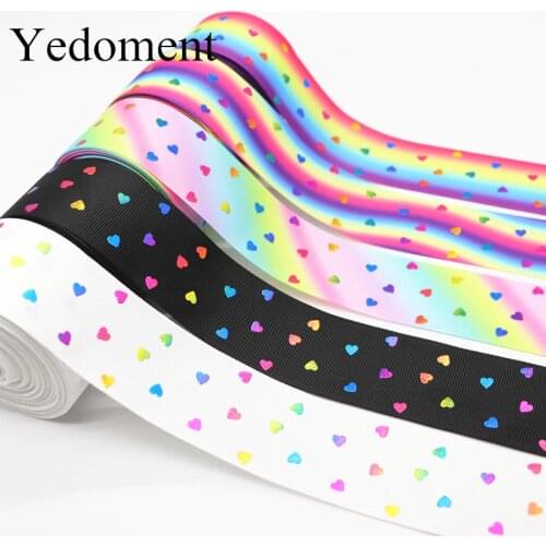 10 Yards 1.5" 38MM Heart-Shaped Grosgrain Ribbon Peach Heart Printed RibbonFor Hair Bows DIY Crafts Accessories M19042702