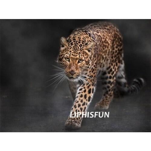 LIPHISFUN Needlework Cross Stitch Embroidery Diamond Painting Full Drill Home Decor Square/round Animal Leopard
