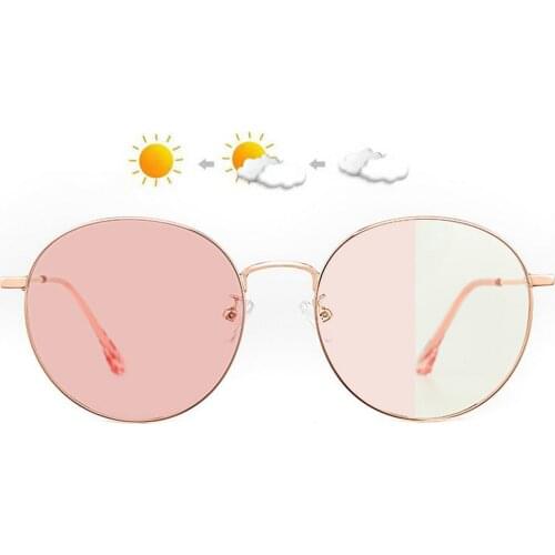 Fashion Transition Sunglasses Photochromic myopia Eyeglasses Finished myopia Glasses for Women Computer Optical Pink Glasses NX