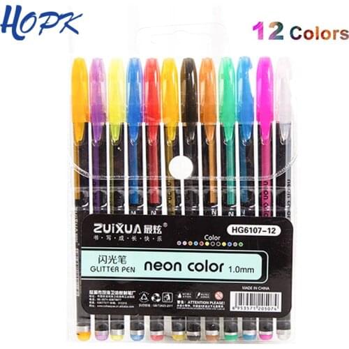 12 Color Gel Pen Set Metallic Pastel Glitter School Stationery Marker DIY Sketching Painting Drawing Doodling Pen for Kids Gifts