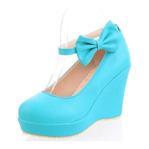 New age season sweet bowknot wedge heel lighter 43 womens shoe size code 33-1811