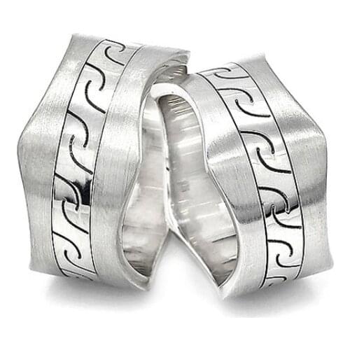 Couple Wedding Ring Sterling Silver 925 Woman And Man Luxury Jewelry Bands Fashion Engagement Anniversary Ancient Greek Model