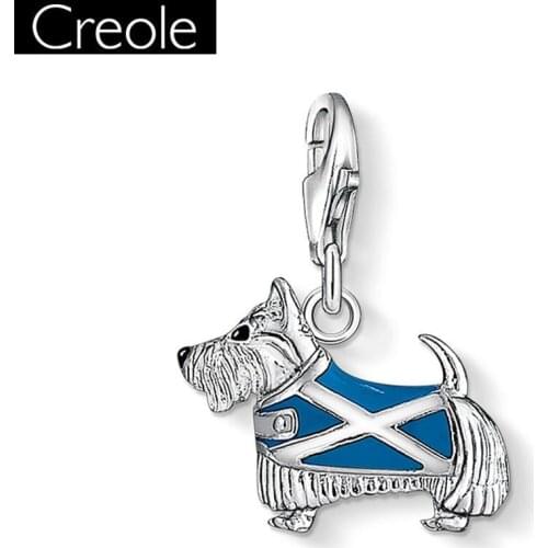 Charm Pendant Dog Scotland Flag,2018 Fashion Jewelry Trendy Real Authentic 925 Sterling Silver Gift For Women Men Fit Bracelet