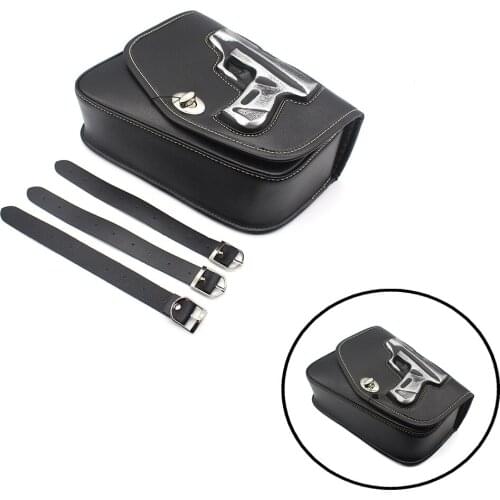 Pokhaomin 1pcs Motorcycle Universal Black PU Leather Right side Gun Logo Saddlebag Saddle Bag for Harley Sportster