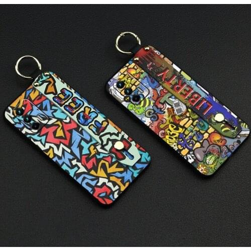 Graffiti Anti-knock Phone Case For OPPO Realme GT/Gt neo/Q3 Pro 5G Lanyard New Back Cover Wristband Wrist Strap