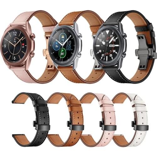 Butterfly buckle Genuine Leather Strap For Samsung Galaxy Watch3 45mm Band Watchbands For Samsung Galaxy Watch 3 41mm Bracelet