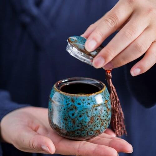 Tradizionale Stile Cinese Forno di Ceramica Piccola Scatola Te Sigillato a prova di Umidita di Stoccaggio Contenitore del Te set