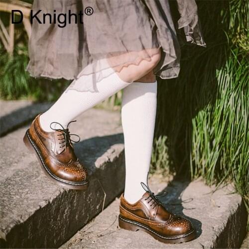 Summer Retro Carved Round Toe Flats Ladies Oxfords New British Brogues Oxford Shoes For Woman 2020 Spring Autumn Lolita Shoes 41