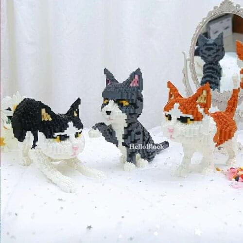 In stock Balody Cute Pet Cat Building Blocks Diamond Bricks Cartoon Cat Animal 3D Model Educational Toys Kids Birthday Gifts